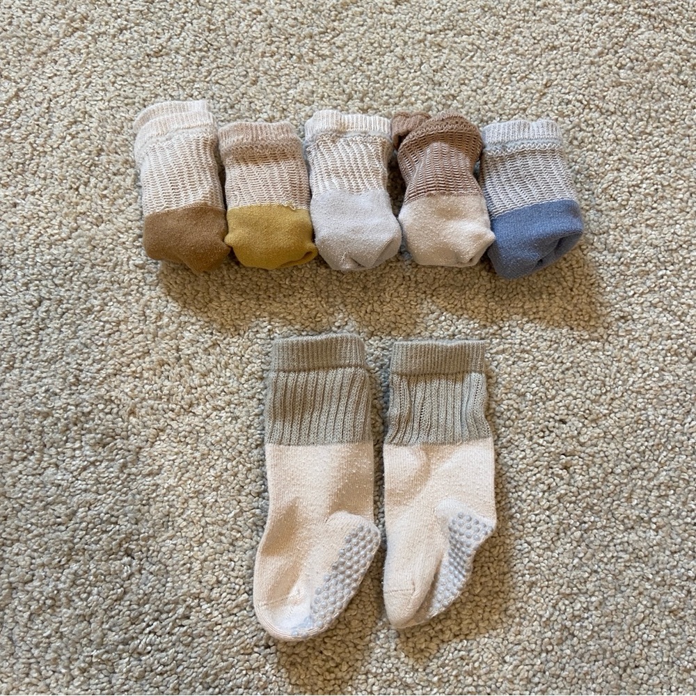 Neutral Baby Grip Socks Set 6-12M - Beige, Tan, Mustard, Blue